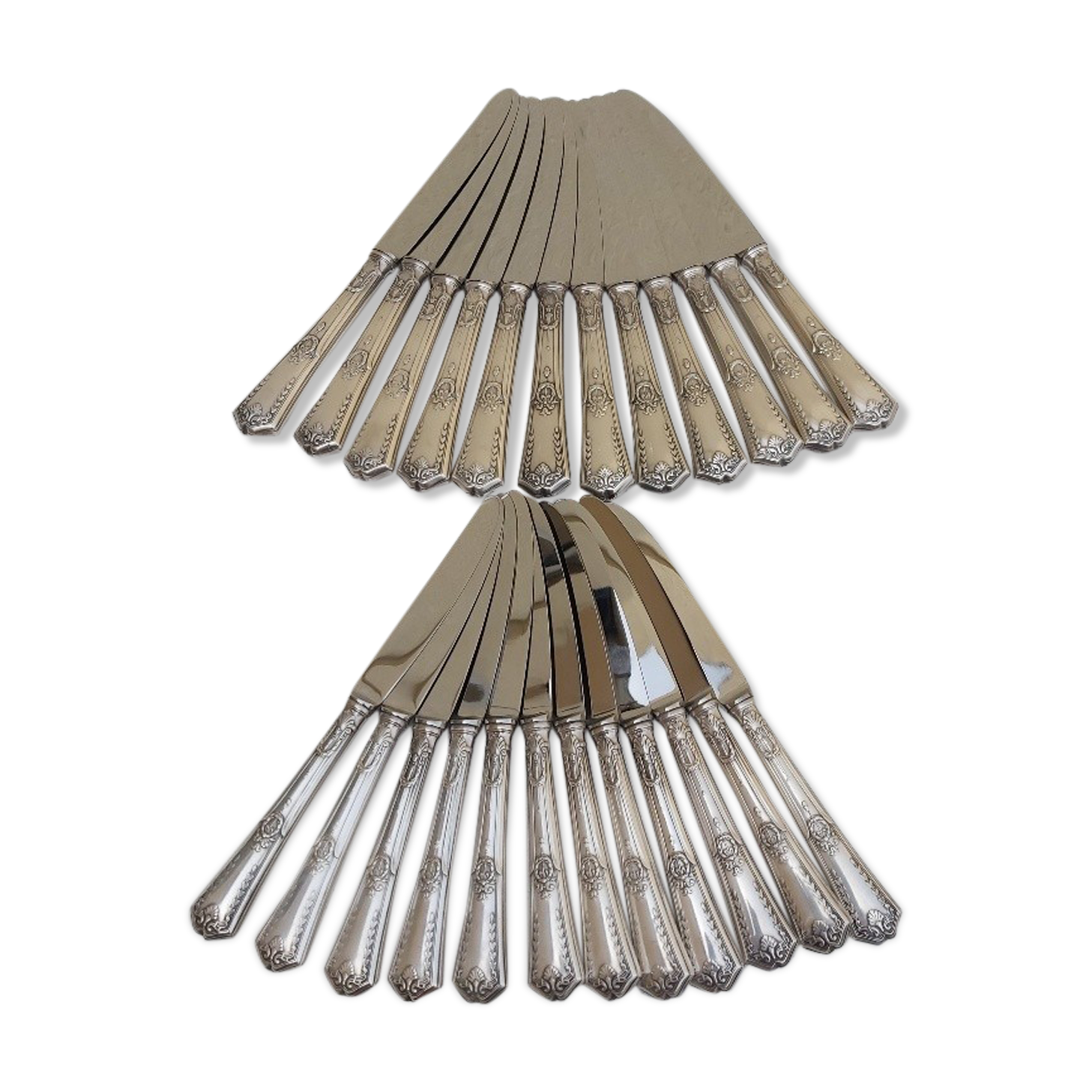 Set of 24 SFAM silver metal knives with stainless steel blades