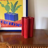 Franco Bettonica, Space age rare red ceramic vase, Gabbianelli Italy ca. 19