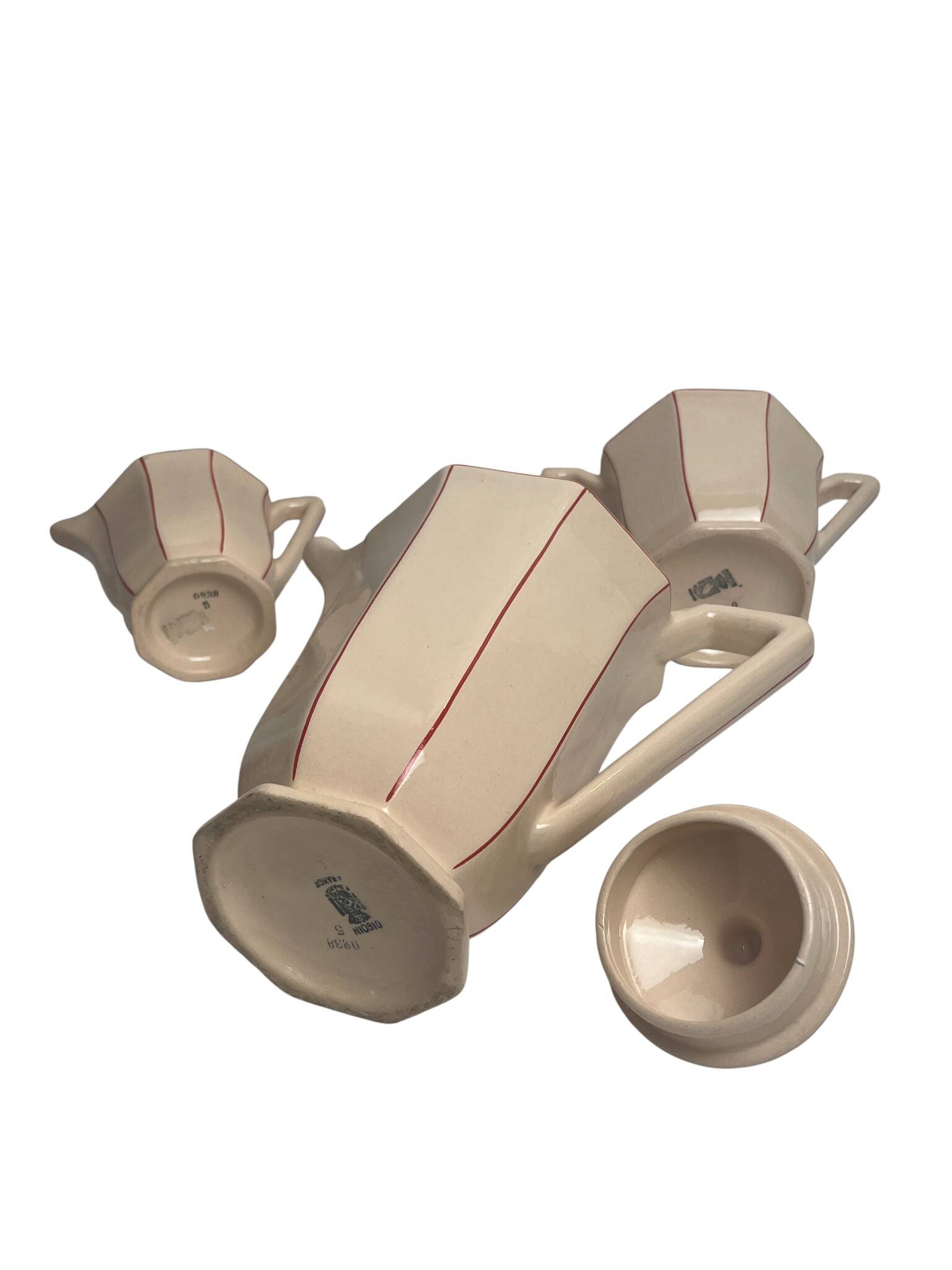 Art Deco, Digoin Sarreguemines pink coffee service circa 1930