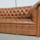 Sofa Chesterfield 3 seats patinated fawn leather