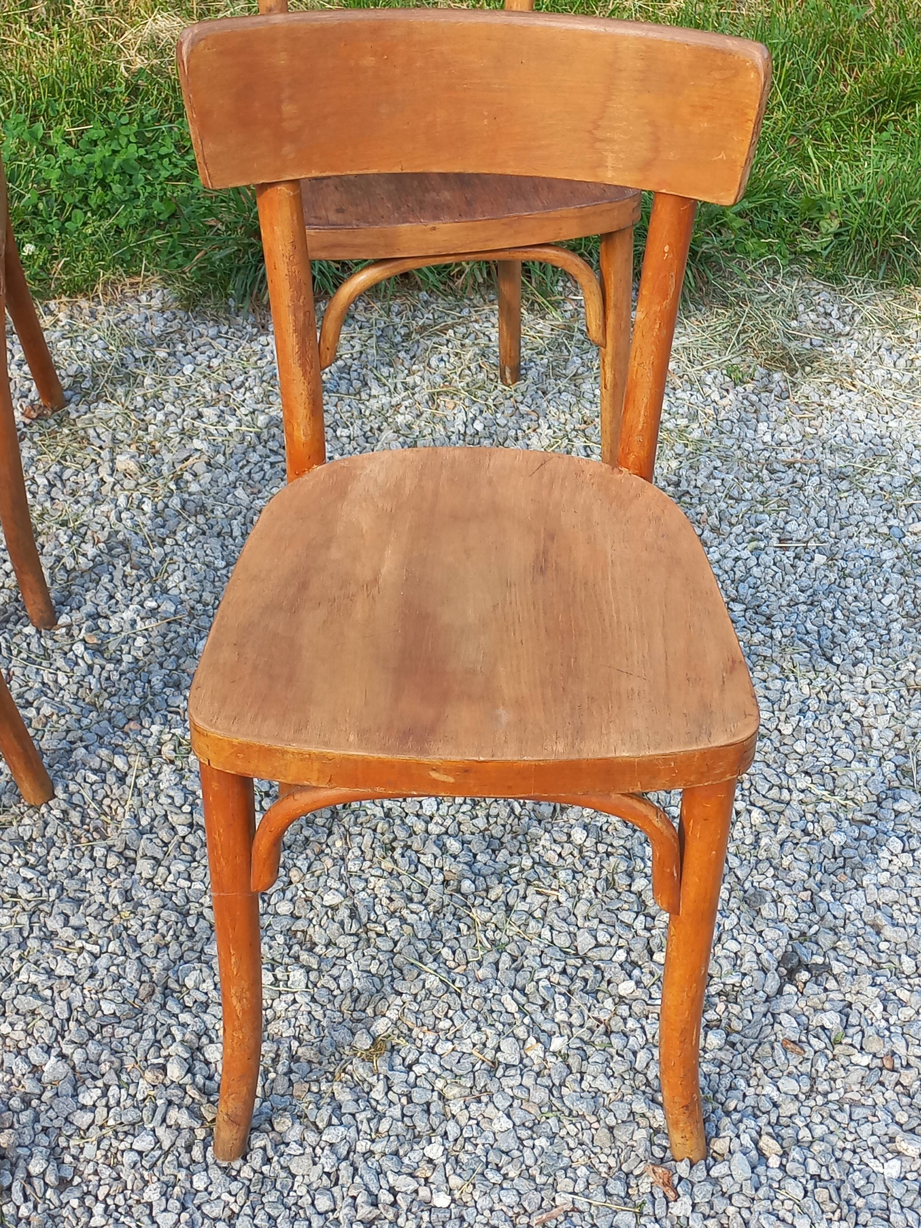 Set of 4 Thonet bistro chairs from the 1950s.