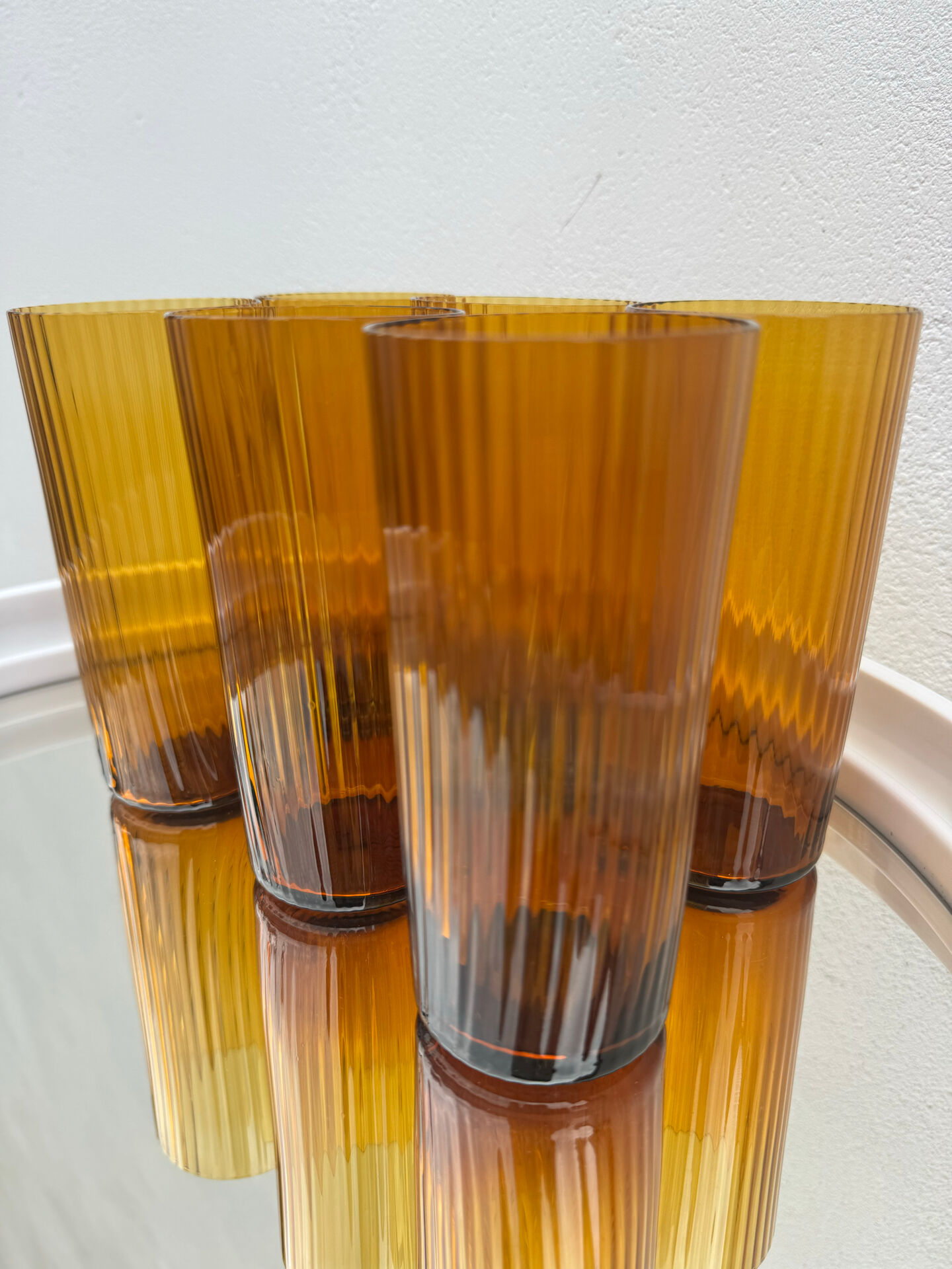 Verres ambrés soufflés années 60