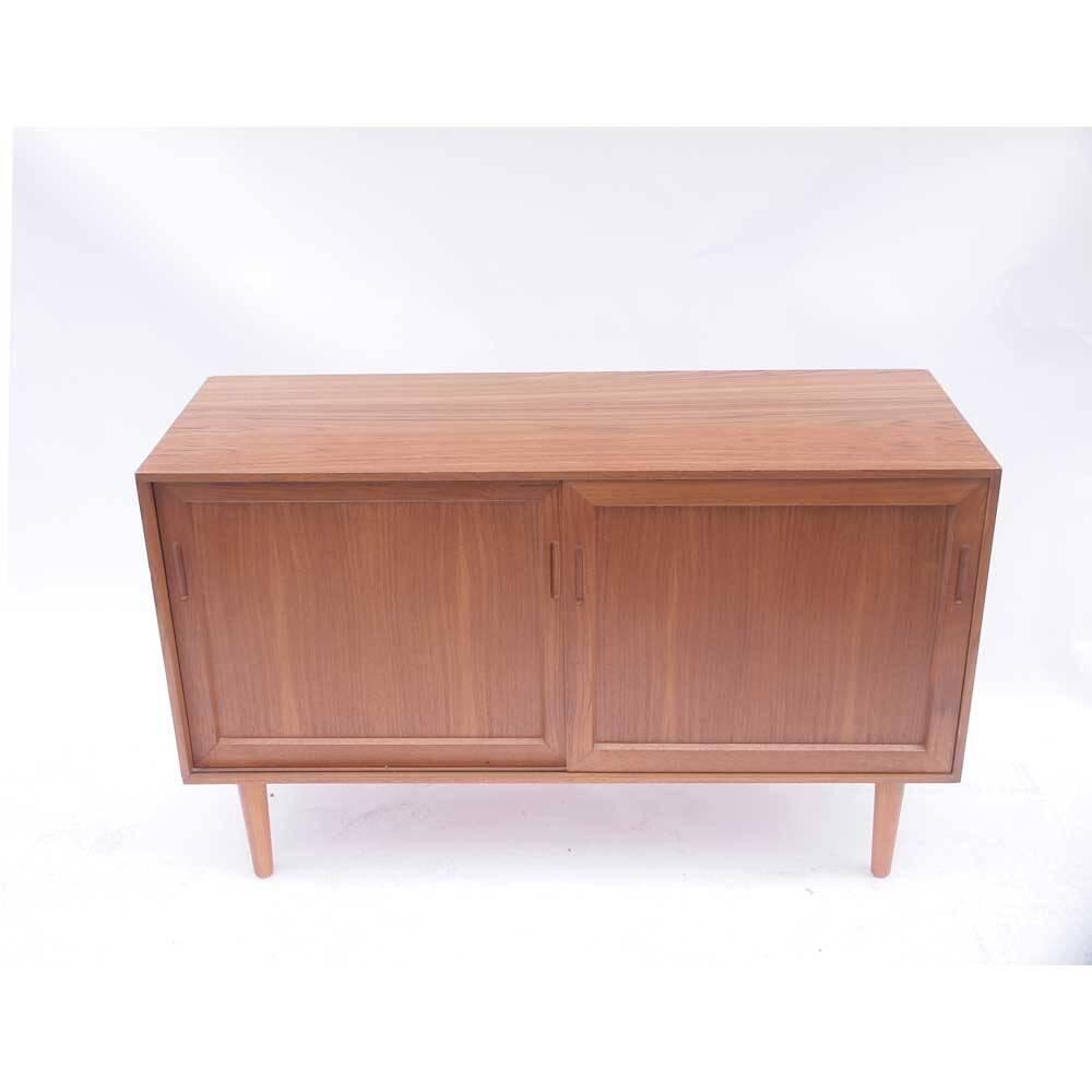 Small vintage Danish Scandinavian sliding sideboard