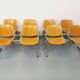 Suite of 4 vintage Giancarlo Piretti benches for Castelli in wood and aluminum