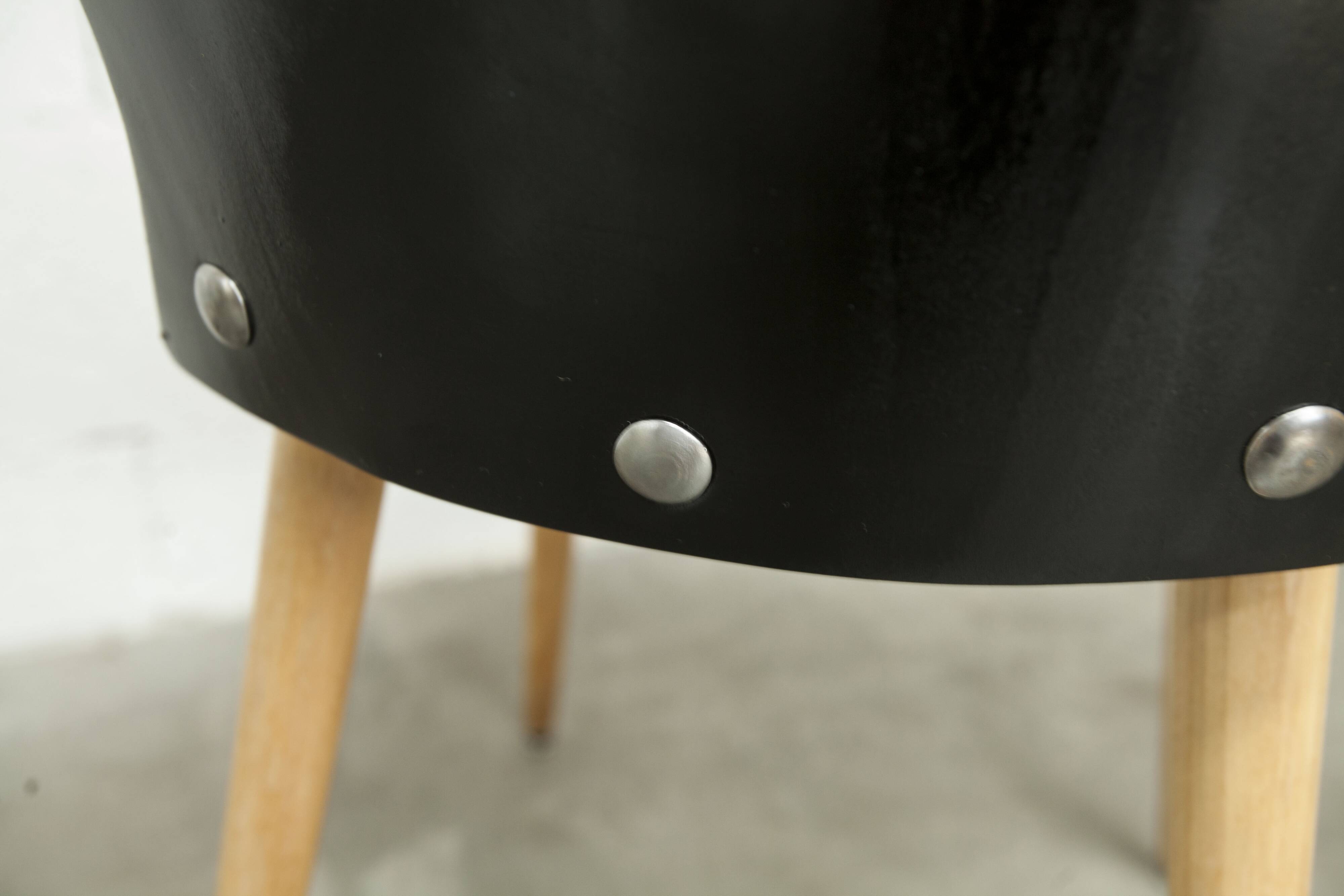 Chaie Baumann model eye 1960 moulded plywood black and wood