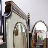 Napoleon III style dressing table in black lacquered wood and 3 mirrors