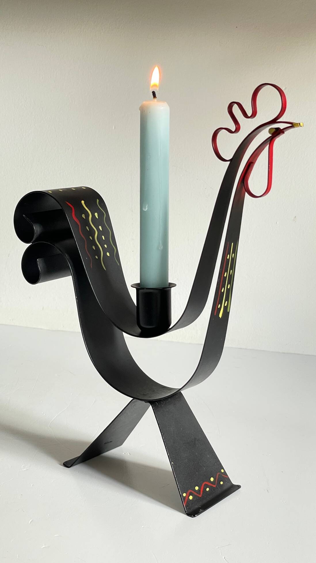 Metal candle holder rooster shape sweden vintage