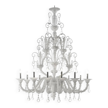 Handcrafted Modern White Ca’ Rezzonico Chandelier With Curled Murano Glass