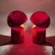 Paire de lampes Asteroidi Space Age rouges, Italie années 70