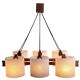 Suspension vintage 6 lumières, teck et perspex, 1960