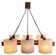 Suspension vintage 6 lumières, teck et perspex, 1960