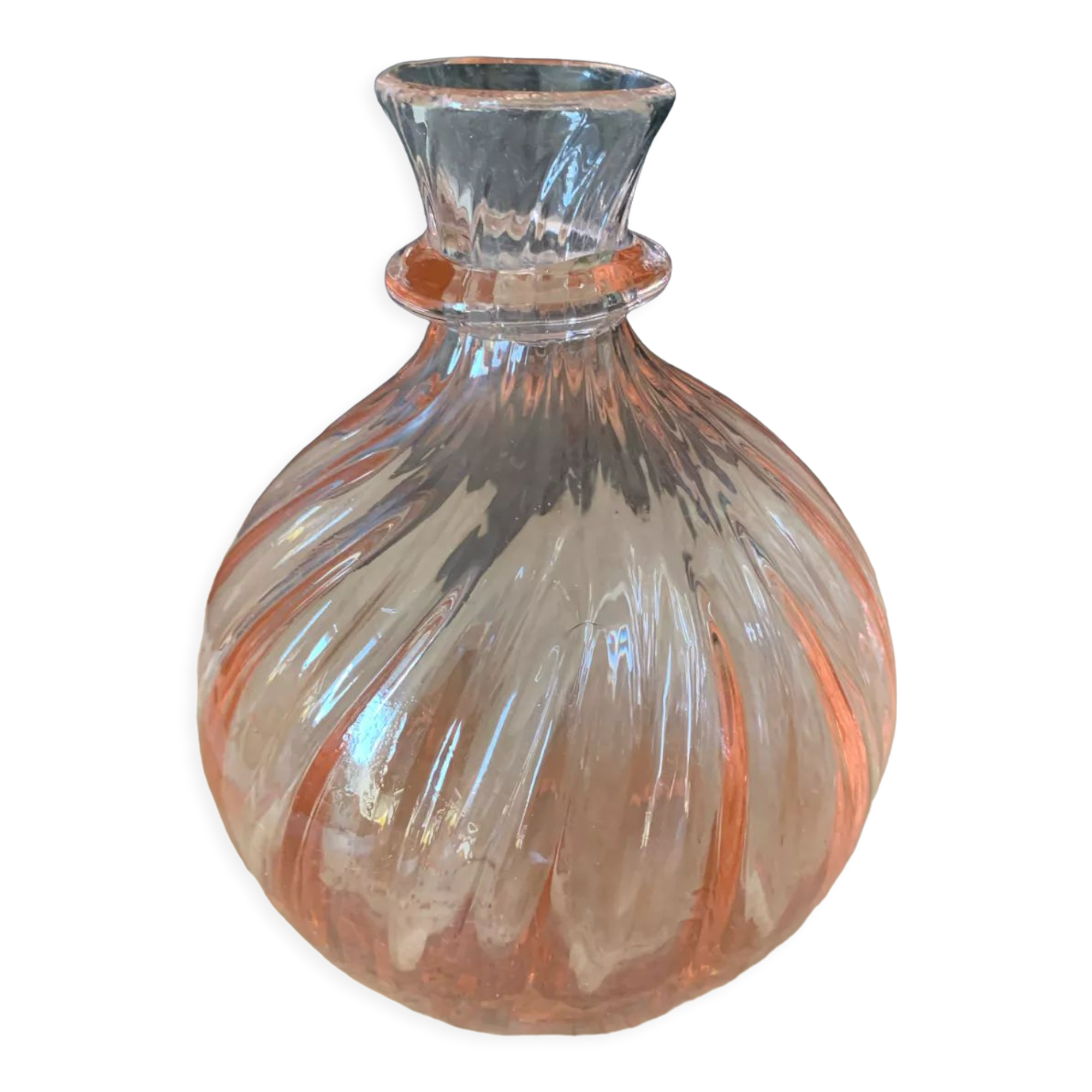 Pink glass decanter