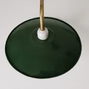 Antique wall light with a swan neck in enamelled metal, porcelain, and brass.