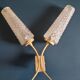 Golden metal wall light with 2 branches