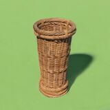 Vintage woven wicker umbrella stand