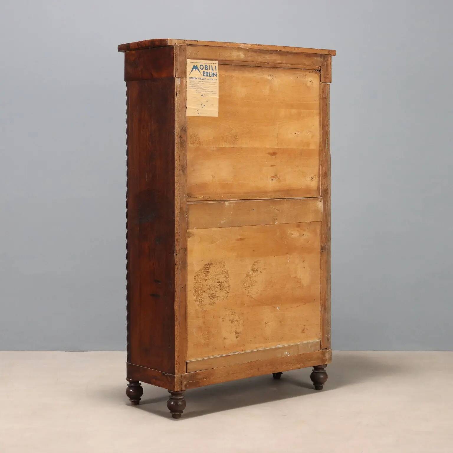 Antique mahogany secretary with leather, Italy, 19th century
