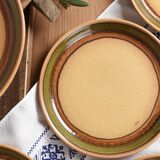 Vintage dinner plates from the 70s, in glazed stoneware, stamped Esso, Set of 6.