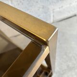 Gold metal and smoked glass serving trolley from the 70s