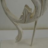 Pair of legs of wood metal table lamps foliage decoration Design: Ivory White