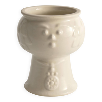 Scandinavian Modern White Porcelaine Face Vase by  Ancher Iversen, aida, Denmark