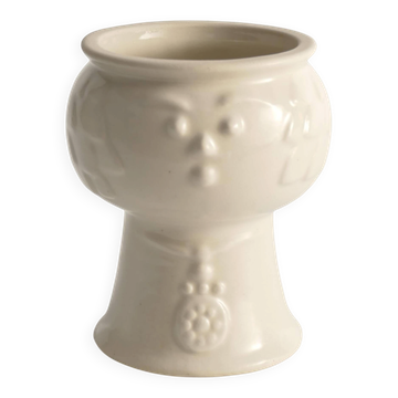 Scandinavian Modern White Porcelaine Face Vase by  Ancher Iversen, aida, Denmark