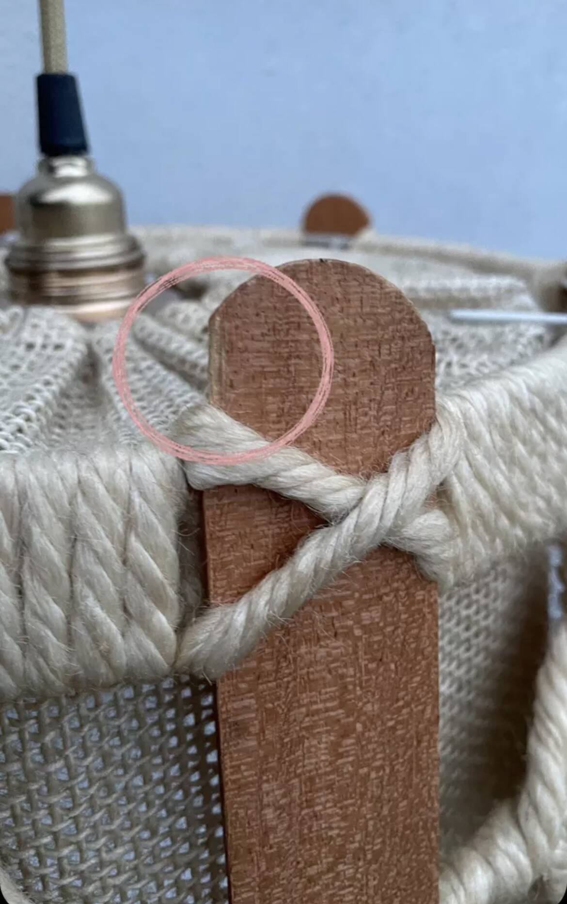 Scandinavian style jute and wood pendant light