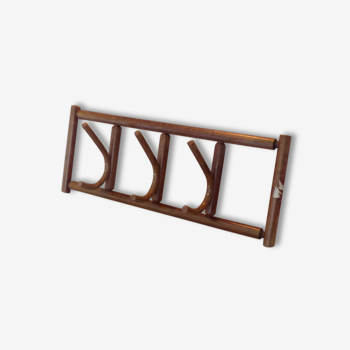 Former Wall coat rack with 3 pegs wooden.