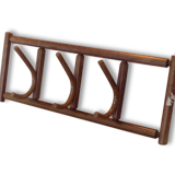 Ancien portemanteau mural en bois avec 3 patères.