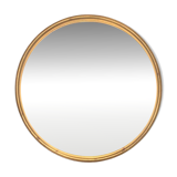 Rare round wall mirror in wood and gilded plaster – Ø 80 cm – 1950s