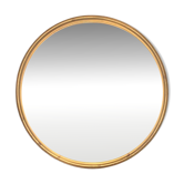 Rare round wall mirror in wood and gilded plaster – Ø 80 cm – 1950s