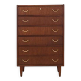 Danish teak chest of drawers with six drawers and lockable top drawer, 1960s