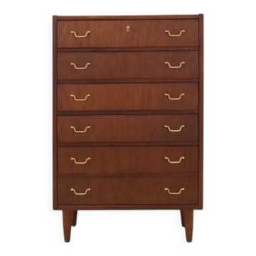 Danish teak chest of drawers with six drawers and lockable top drawer, 1960s