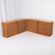 Series of 4 low tables made of cord and pine, France, 1980s.
