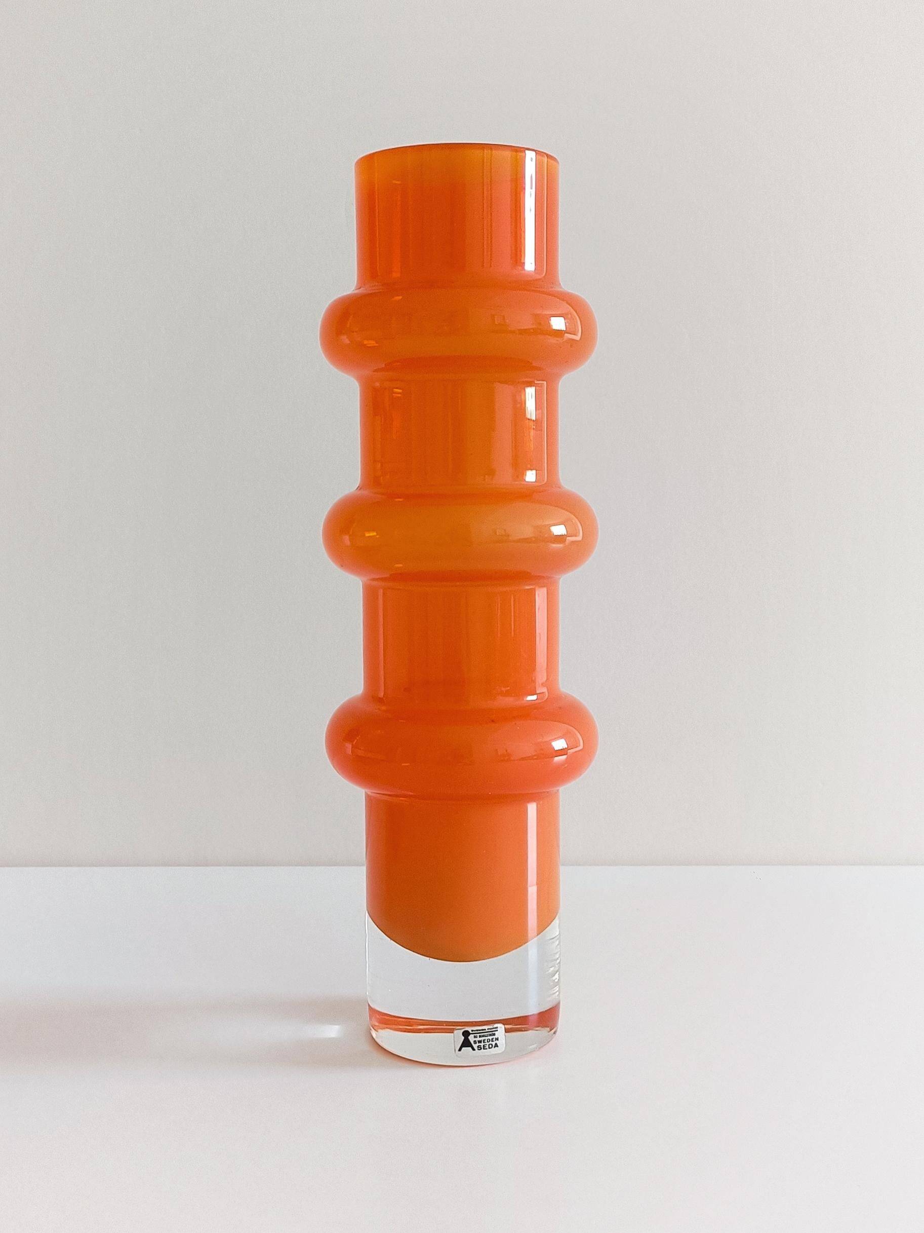 Scandinavian Modern Hooped Glass Vase by Aseda, Sweden 1960s