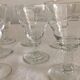 Suite of 8 liquor glasses 1930  engraved blown glass
