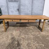 Grande table de ferme ancienne en hêtre 2m56 vintage rustique 10 places