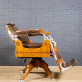 Art Deco Oak and Leather Barber Chair
