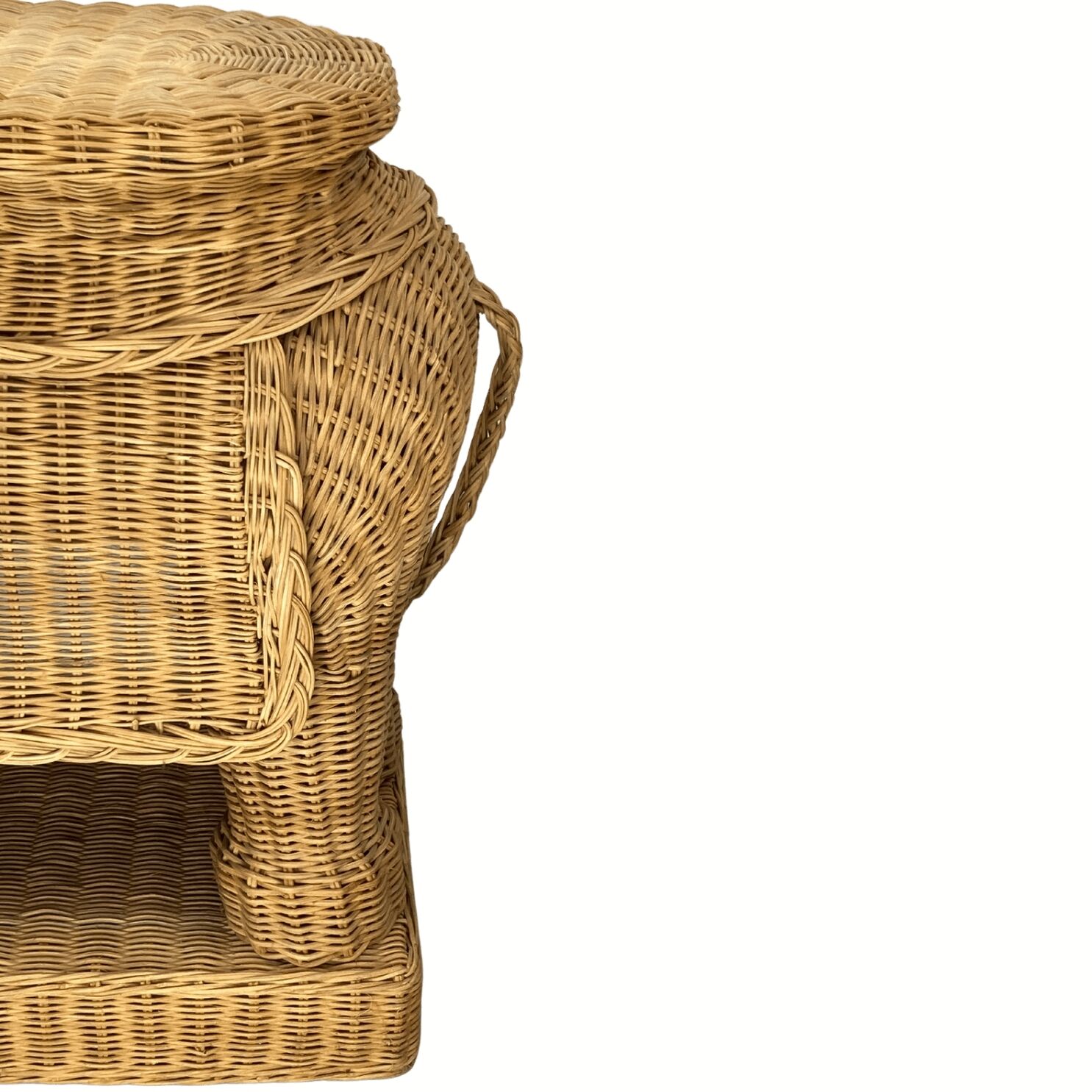 Rattan bamboo wicker elephant pedestal or side table, 1970s