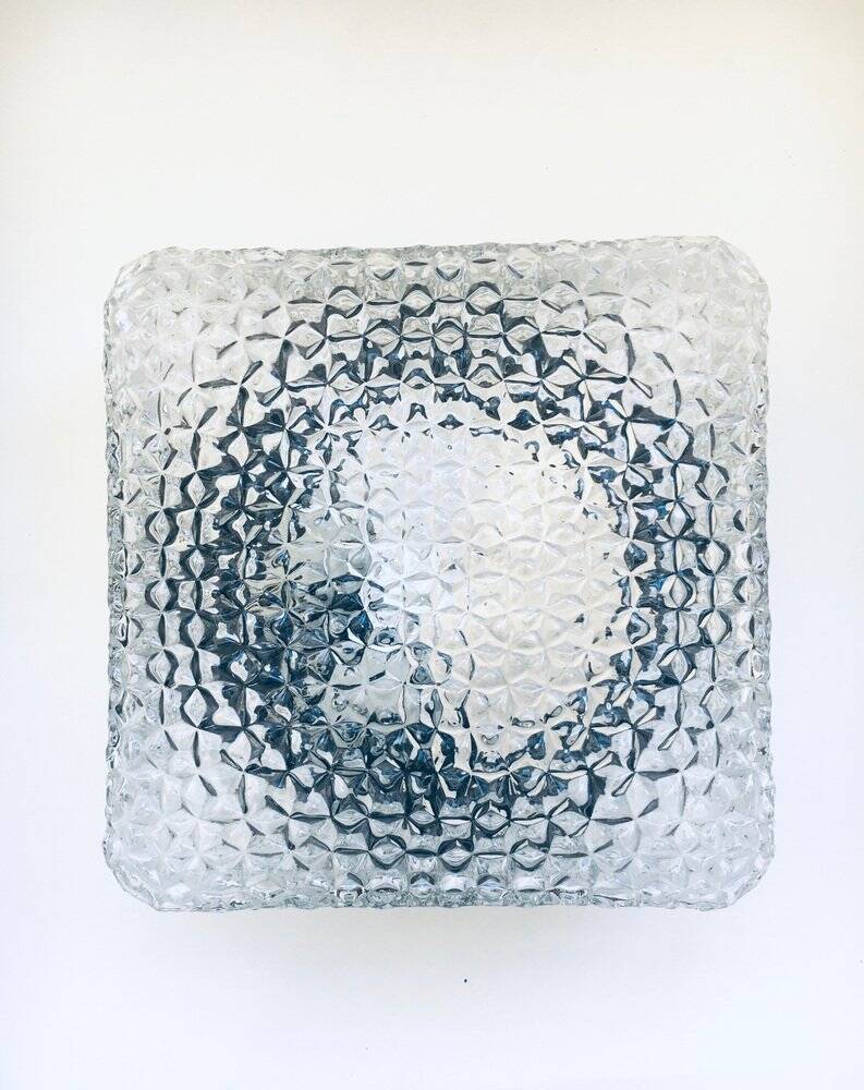 Square Wall Lamp in Glass by RZB Leuchten, 1960s