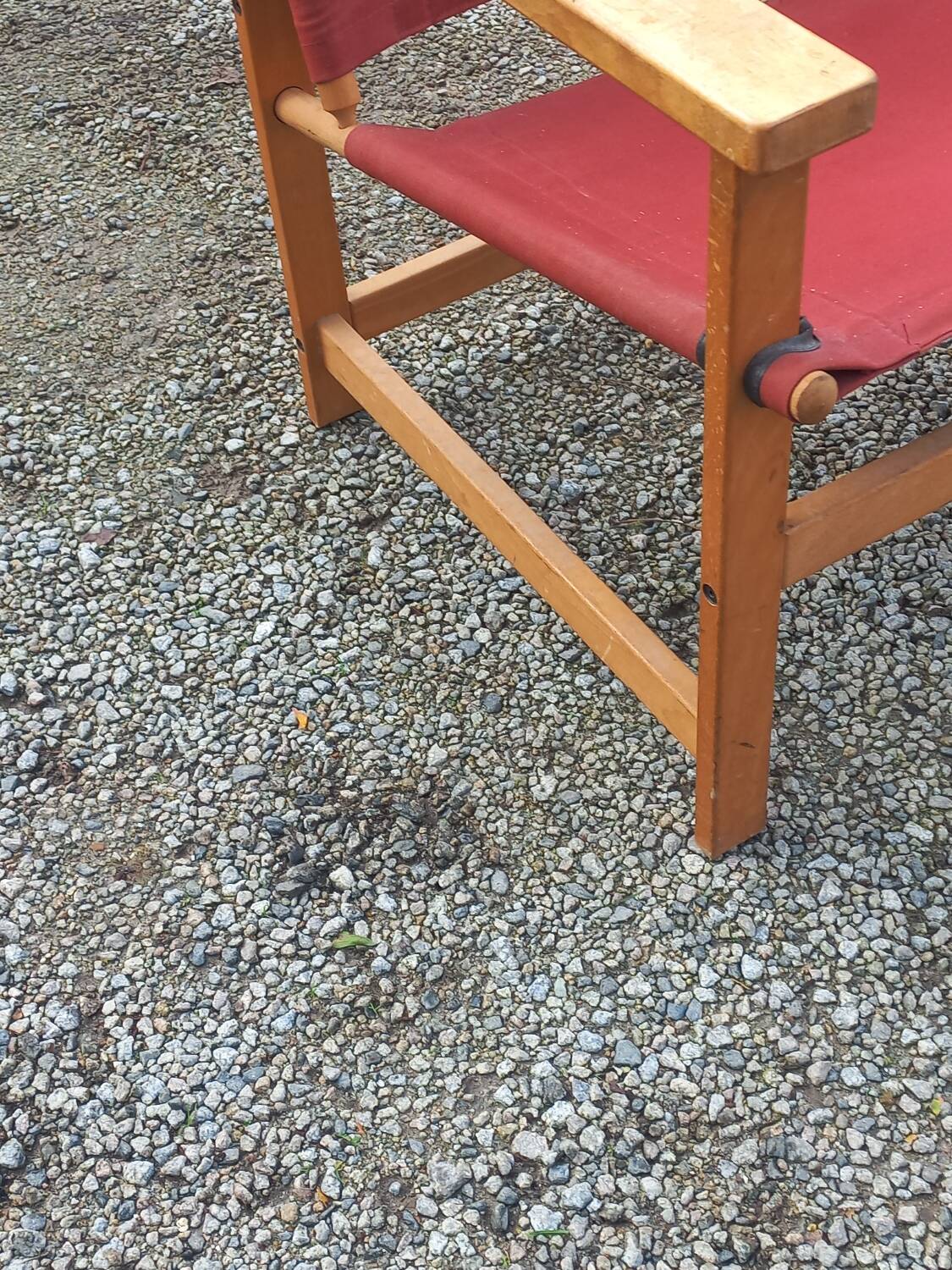 Safari armchair in beech and cotton canvas