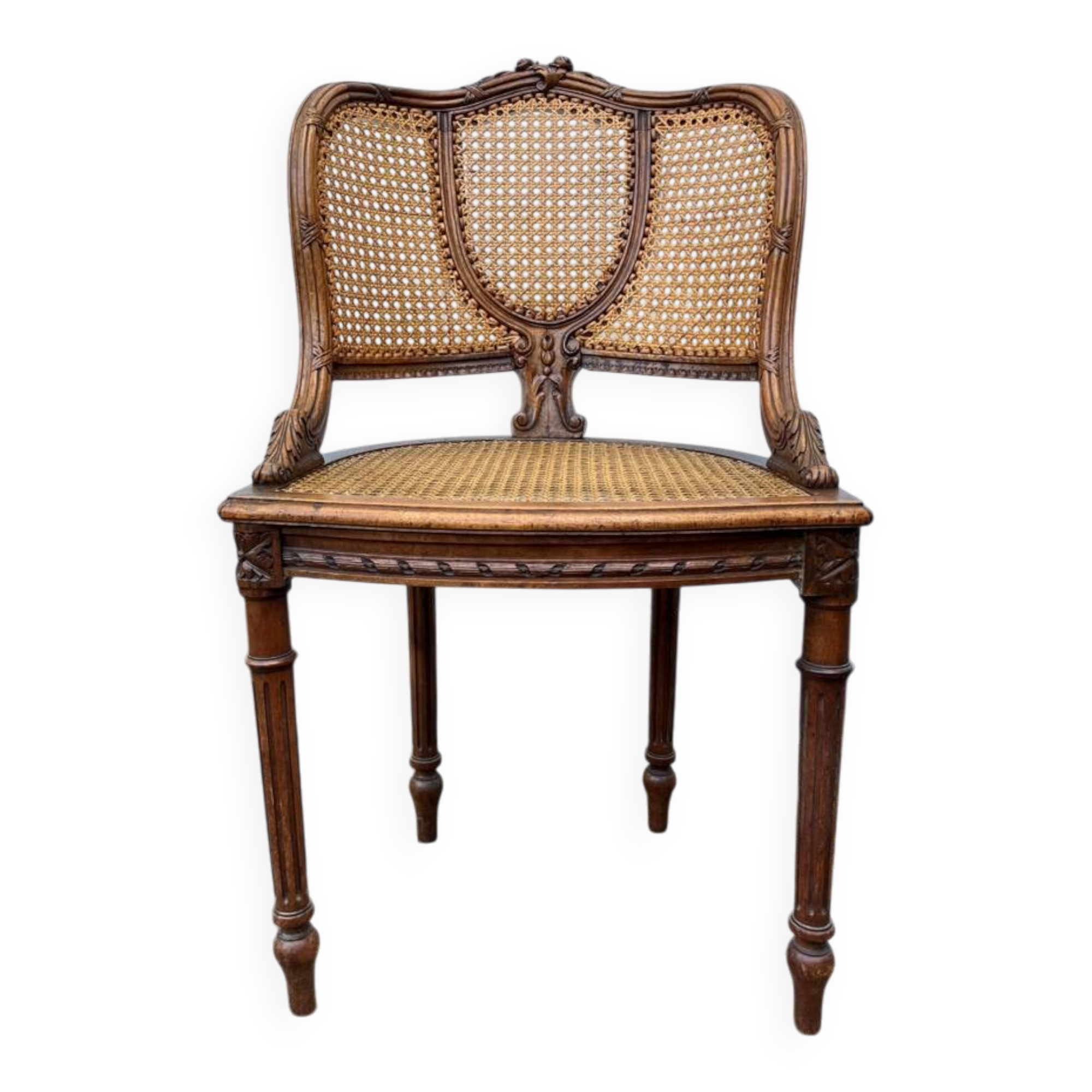 Louis XVI office chair in solid walnut