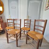 4 brutalist straw chairs