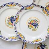 Set of 4 Boch dessert plates, Fructidor service, vintage