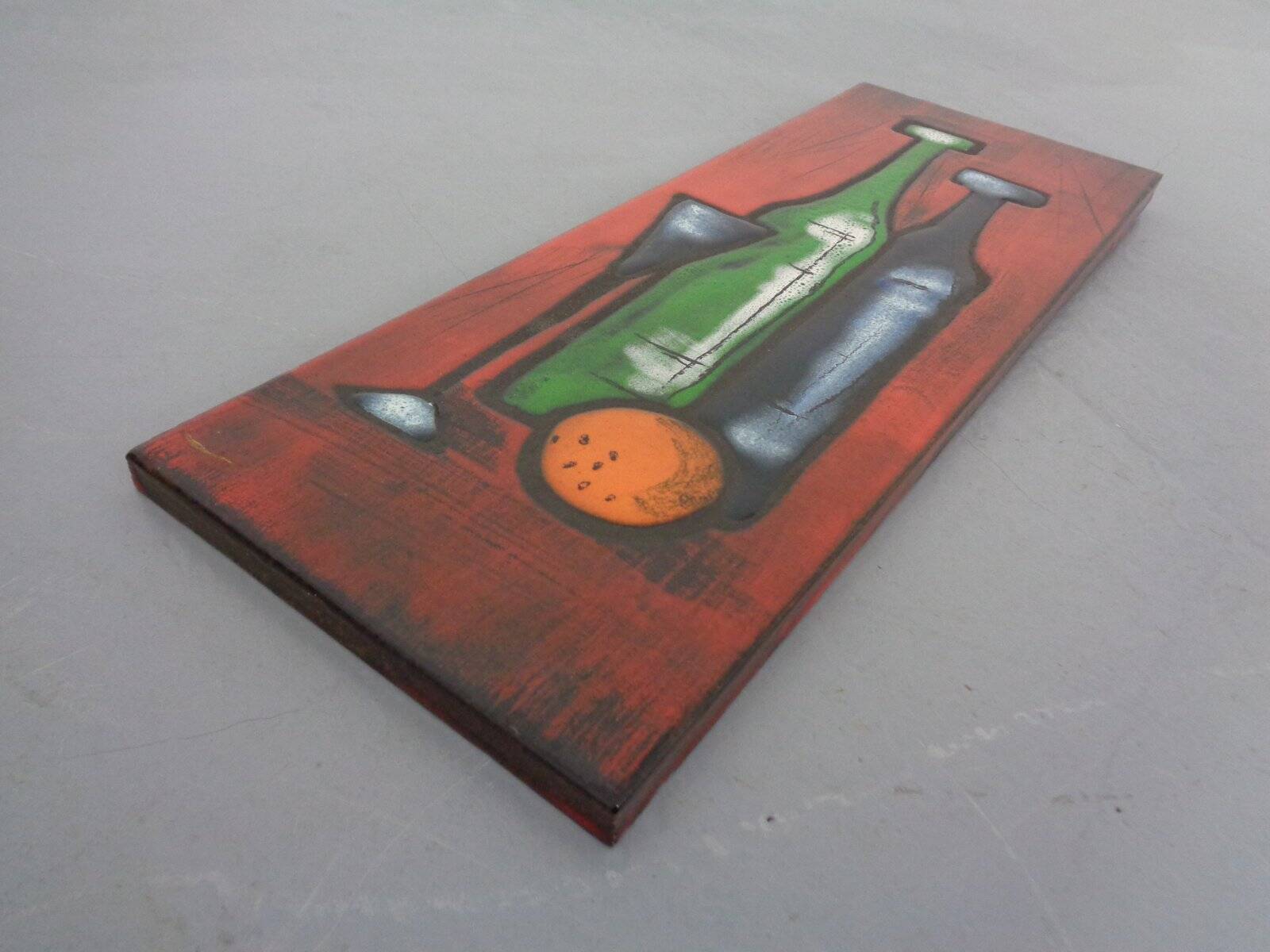 Mid-Century Glazed Studio Ceramic Wall Plaque, 1960s