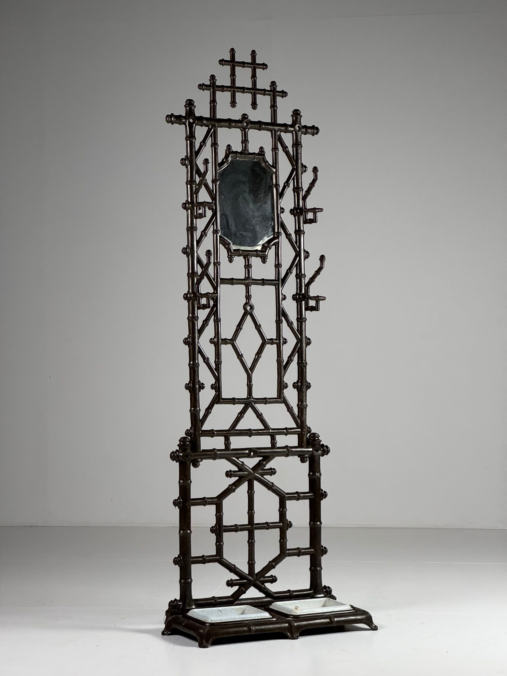 Faux bamboo coat rack cast iron ca. 1890