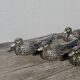 12 silver-plated metal knife rests with duck design