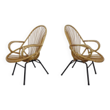Set of Dutch Mid-Century Bamboo Chairs by Rohé Noordwolde, 1950s
