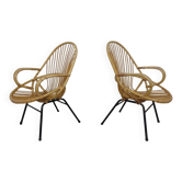 Set of Dutch Mid-Century Bamboo Chairs by Rohé Noordwolde, 1950s