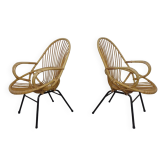 Set of Dutch Mid-Century Bamboo Chairs by Rohé Noordwolde, 1950s