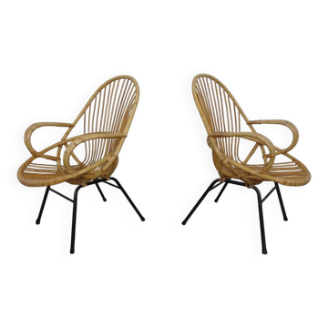 Set of Dutch Mid-Century Bamboo Chairs by Rohé Noordwolde, 1950s